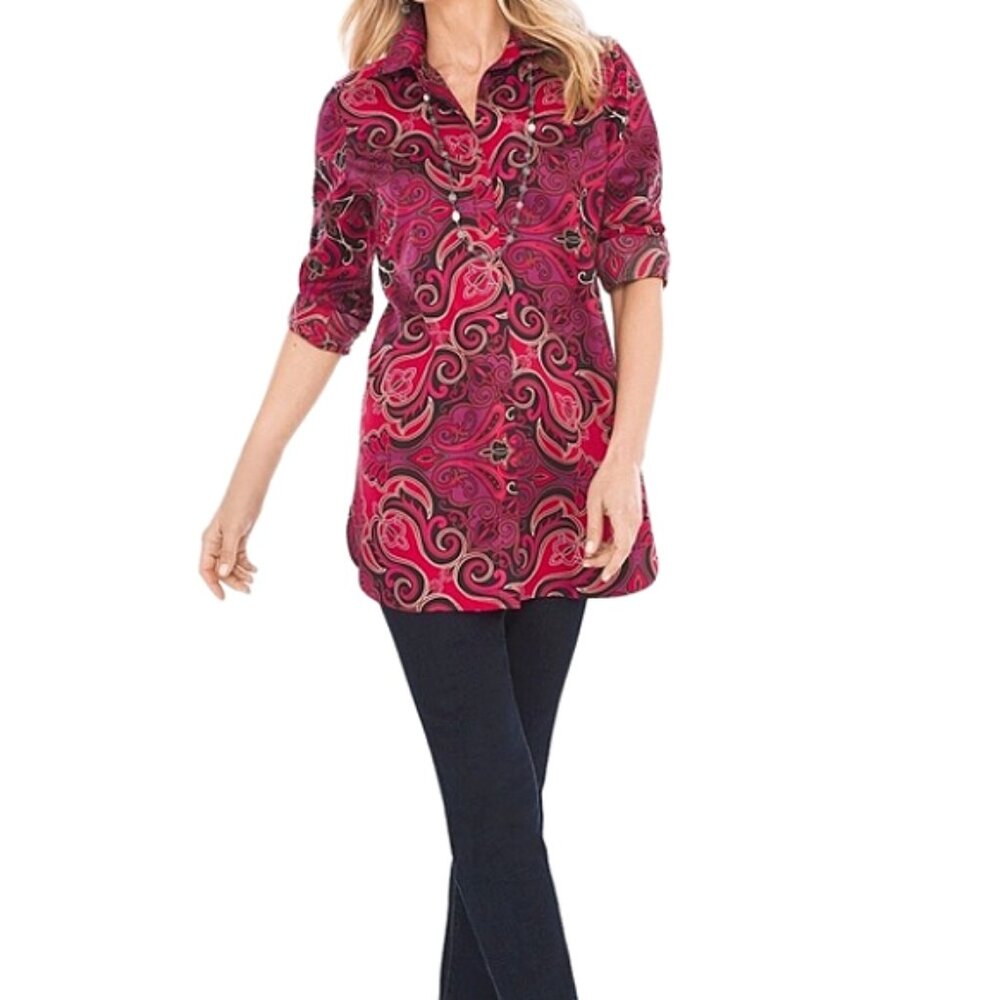 Chicos no iron paisley design tunic blouse size 0